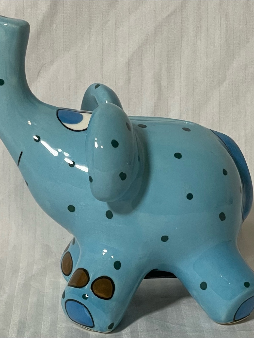 GANZ Light Blue Polka-Dot Ceramic Elephant Figurine bank by Pati